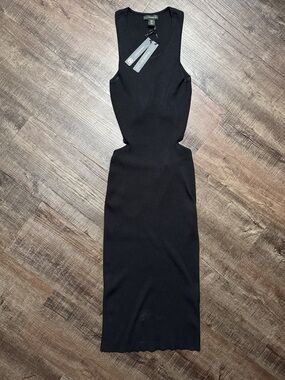 NWT House of Harlow 1960 Black Sleeveless Midi Dress